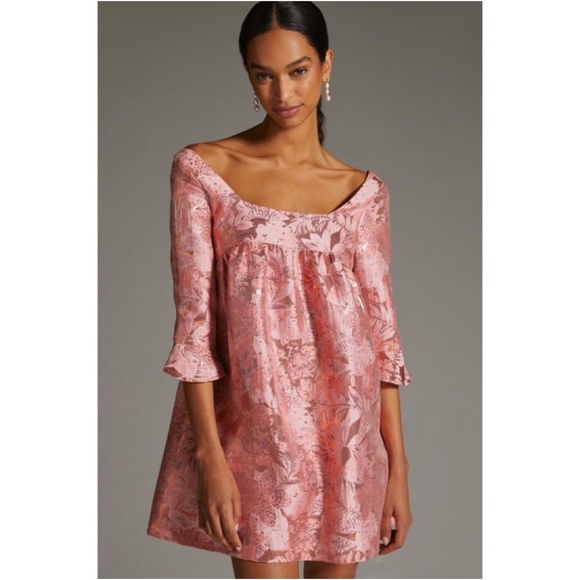 Eva Franco Dresses & Skirts - Eva Franco Anthropologie Pink Baby doll Bow Dress